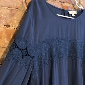 NWT Loft Blue Detailed Blouse Size XL